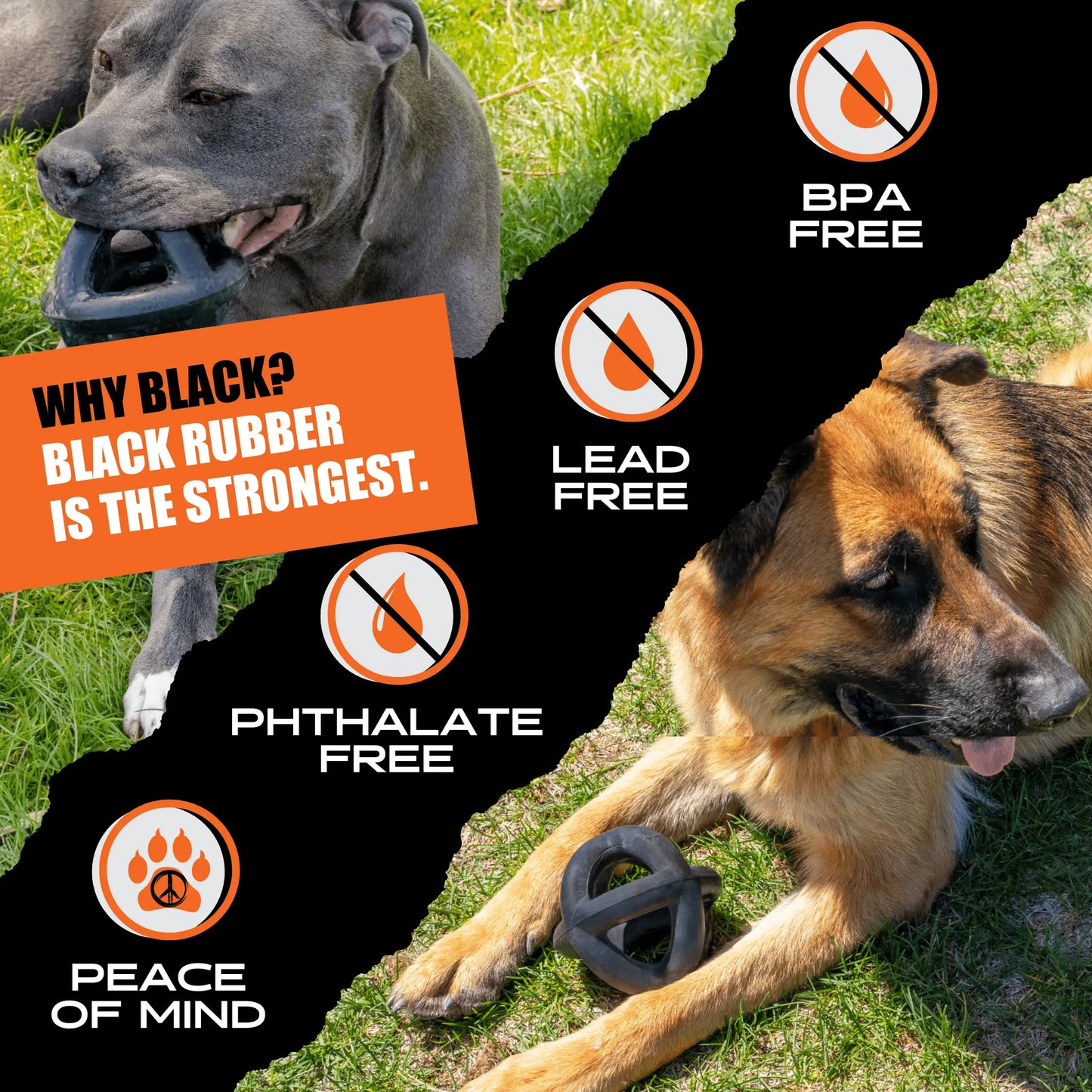 Monster K9 Ring Ball | Virtually Indestructible. Lifetime Guaranteed. | VULCRON Natural Rubber | Durable, Heavy Duty Dog Chew Toy for Aggressive Chewers | Medium & Large Breeds, 5.5”