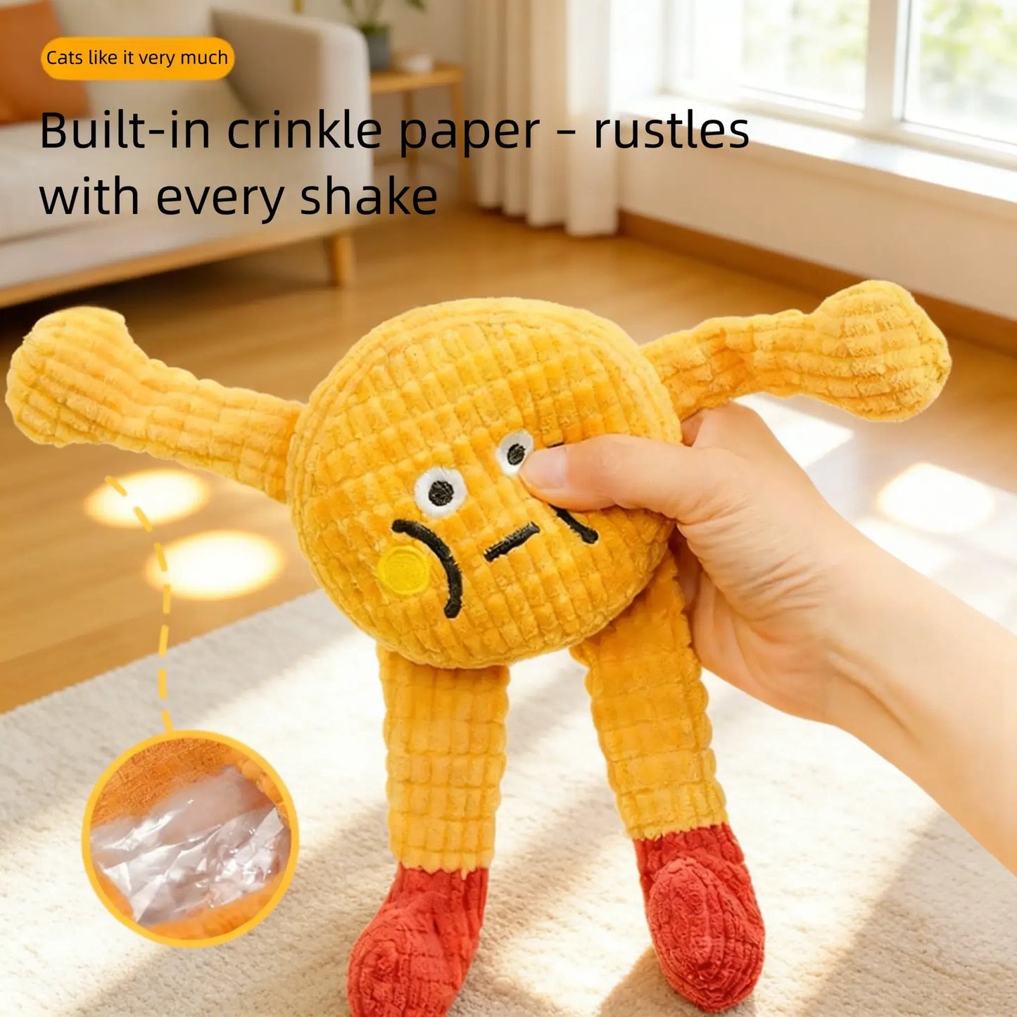Cat Toys Catnip Crinkly Sound 2 Pcs, Soft and Durable Crinkle Sound with Catnip Inside, Interactive Plush Cat Toys for Indoor Kitten Chewing Biting Kicking, Drives Bored Cats Crazy with Fun