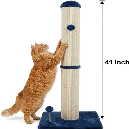 Pawrino Premium Tall Cat Scratching Post – Durable Sisal Scratching Solution for Indoor Cats with Stable Base, Complete Sisal Coverage, and Replaceable Toy Wand