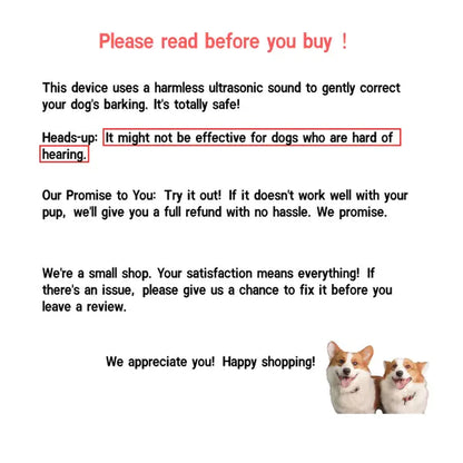Rechargeable Sonic Dog Bark Deterrent - 25kHz Anti-Bark Device for Indoor/Outdoor Use with 50ft Range and LED Indicator
