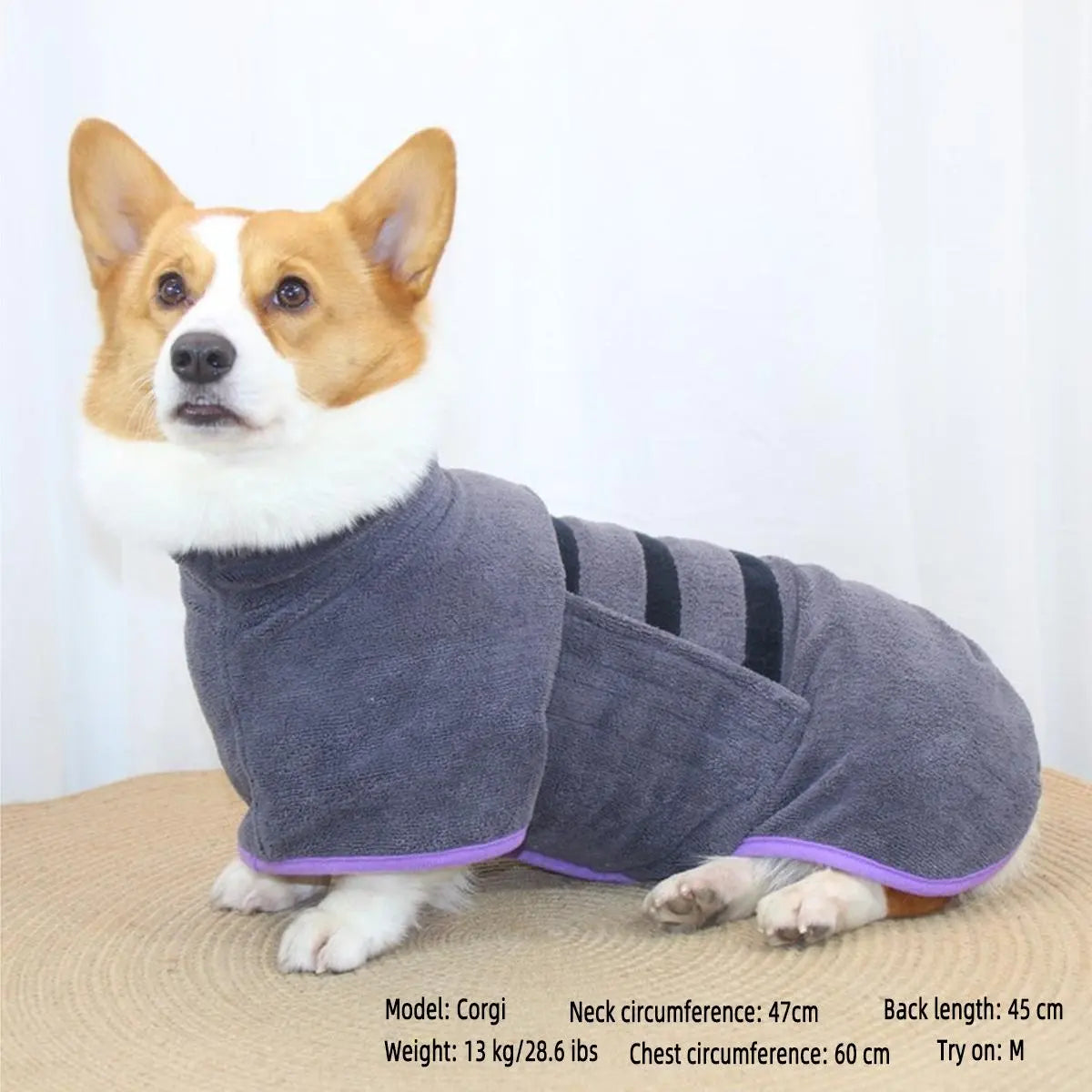 Quick-Drying Pet Bath Robe with Hook & Loop Fastener - Soft and Comfortable Grooming Towel for Dogs and Cats - Ideal Valentine's Day Gift