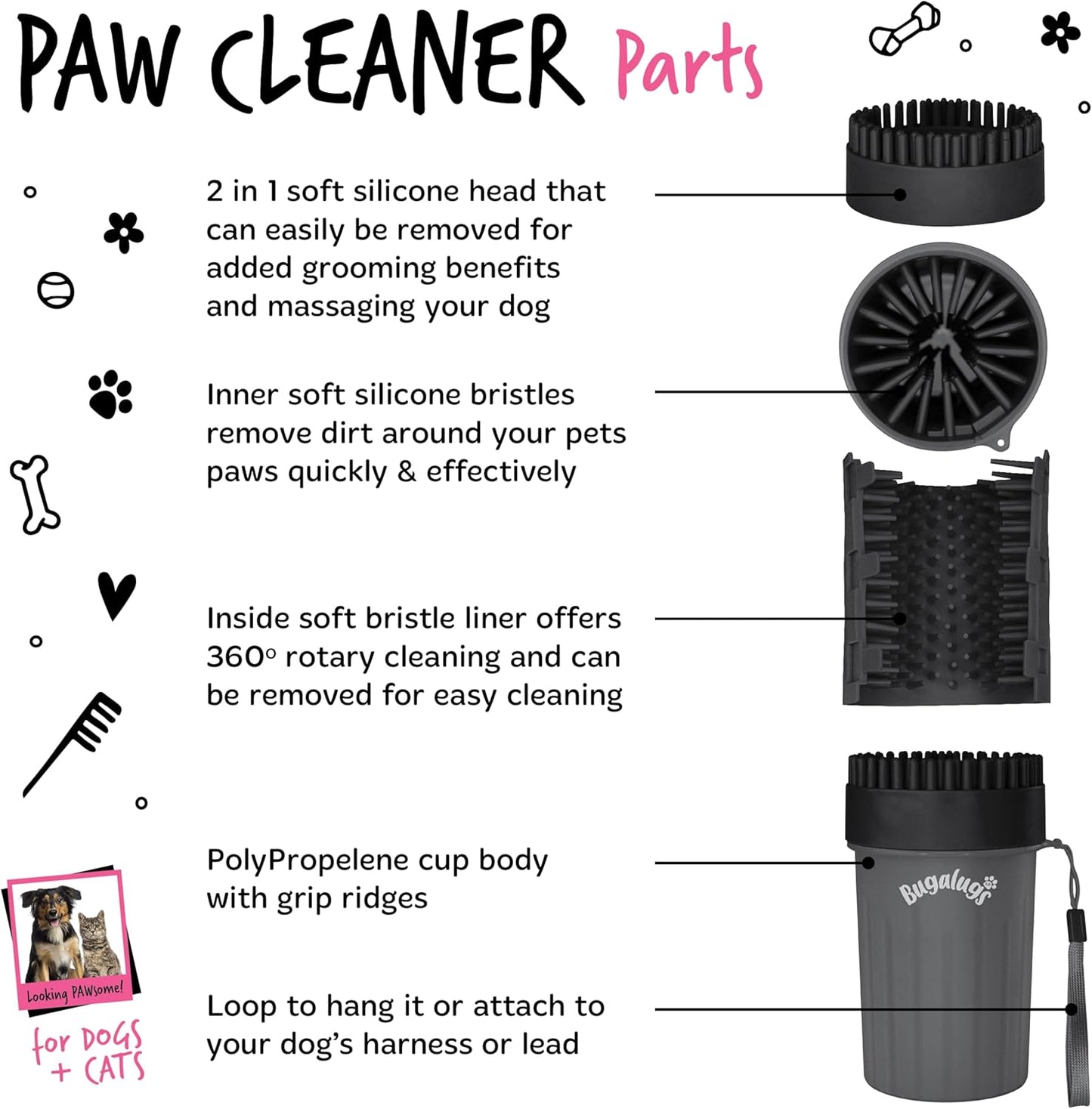 Dog Paw Cleaner Paw Washers for Dogs. a Portable Dog Shower Paw Cleaner for Dogs & Cats. Dog Foot Washer Is an Essential Dog Paw Washer Dog Walking Accessories (Medium (Black)