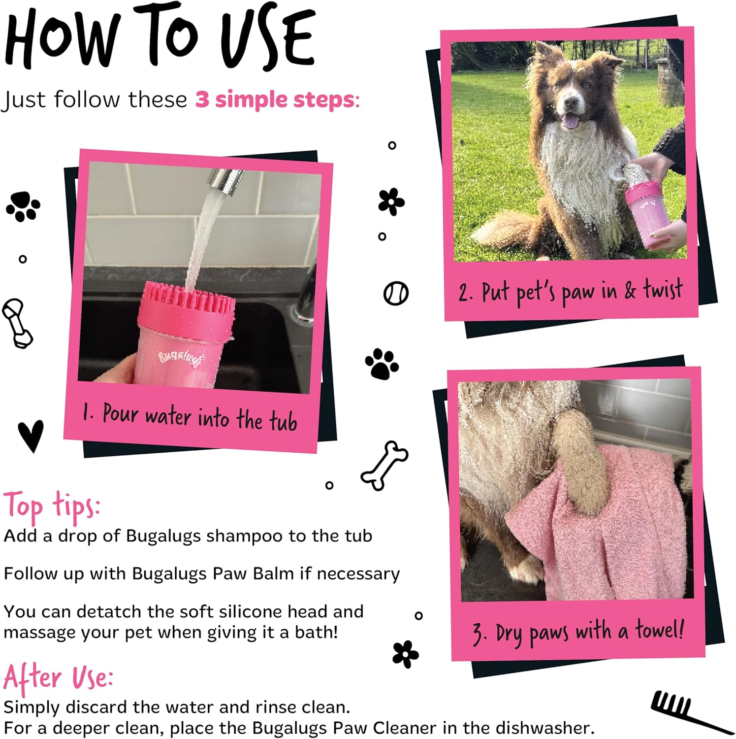 Dog Paw Cleaner Paw Washers for Dogs. a Portable Dog Shower Paw Cleaner for Dogs & Cats. Dog Foot Washer Is an Essential Dog Paw Washer Dog Walking Accessories (Medium (Black)