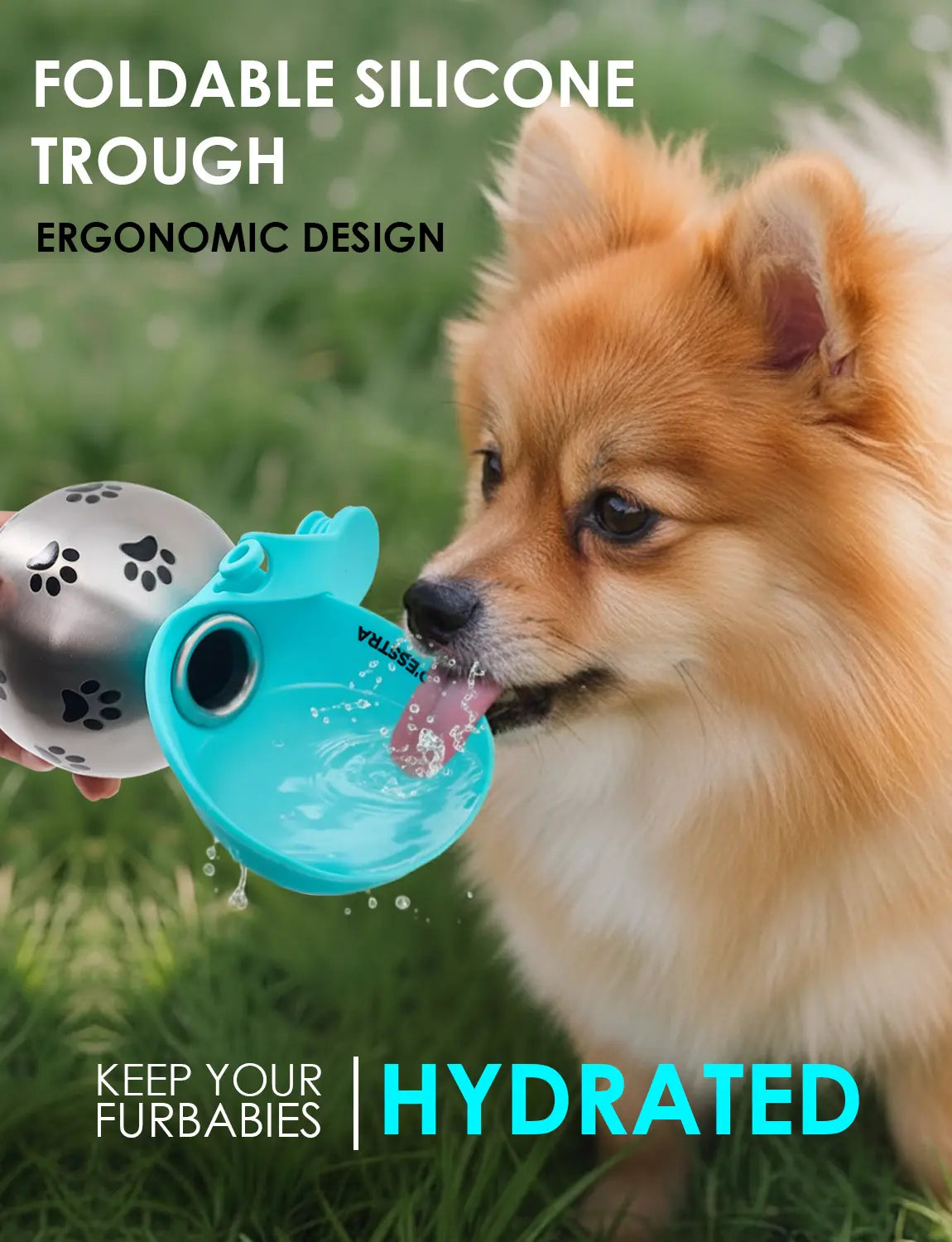 Stainless Steel Pet Water Bottle with Integrated Drinking Basin — 285ml Leak-Proof Travel Solution for Dogs and Cats, Ideal for Walks, Road Trips, and Outdoor Activities