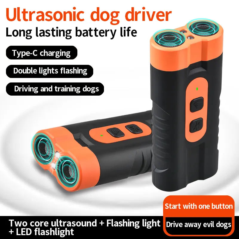 Rechargeable Sonic Dog Bark Deterrent - 25kHz Anti-Bark Device for Indoor/Outdoor Use with 50ft Range and LED Indicator