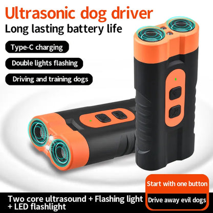 Rechargeable Sonic Dog Bark Deterrent - 25kHz Anti-Bark Device for Indoor/Outdoor Use with 50ft Range and LED Indicator
