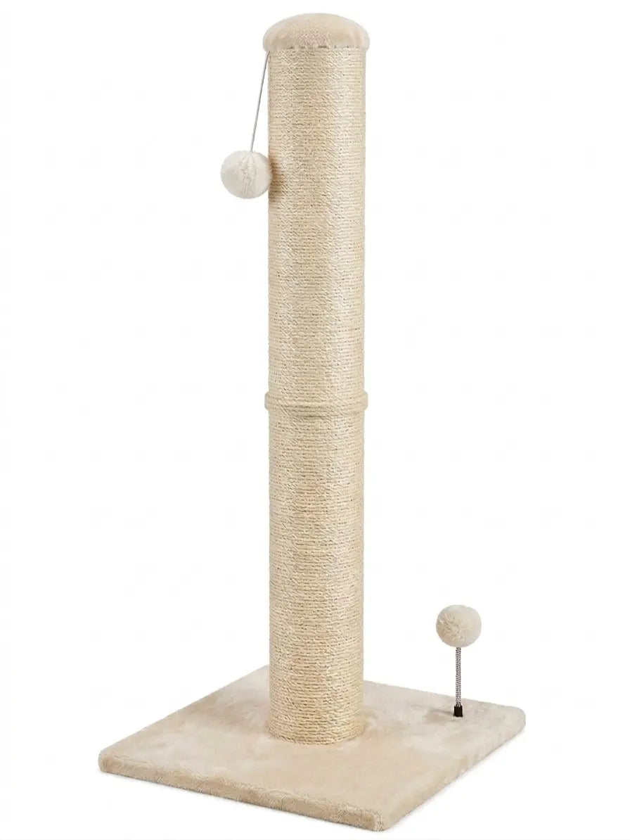 Pawrino Premium Tall Cat Scratching Post – Durable Sisal Scratching Solution for Indoor Cats with Stable Base, Complete Sisal Coverage, and Replaceable Toy Wand
