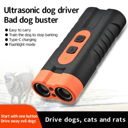 Rechargeable Sonic Dog Bark Deterrent - 25kHz Anti-Bark Device for Indoor/Outdoor Use with 50ft Range and LED Indicator