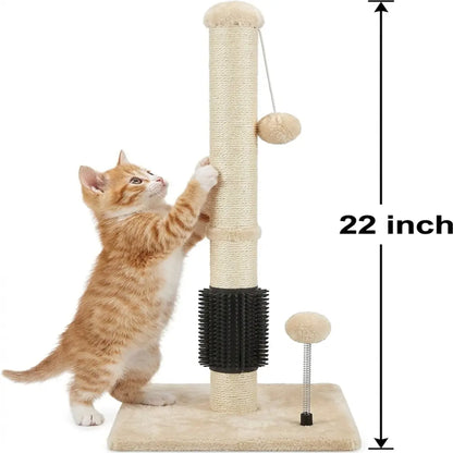 Pawrino Premium Tall Cat Scratching Post – Durable Sisal Scratching Solution for Indoor Cats with Stable Base, Complete Sisal Coverage, and Replaceable Toy Wand
